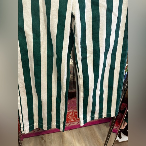 Striped Green and White Women's Pants - Picture 6 of 14